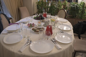 a served table in a restaurant