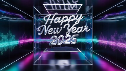 Celebrate the future with this futuristic and tech-inspired Happy New Year 2025 image.