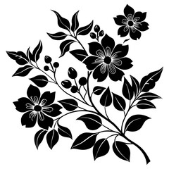 floral branch silhouette vector art