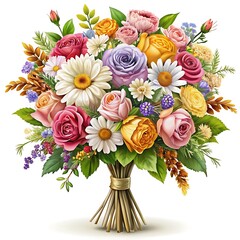 Fototapeta premium Lovely Bouquet on White Image. Elegant Floral Arrangement Photo. Bouquet of Flowers Isolated. Stunning Flower Bouquet Photo. Beautiful Floral Bouquet.