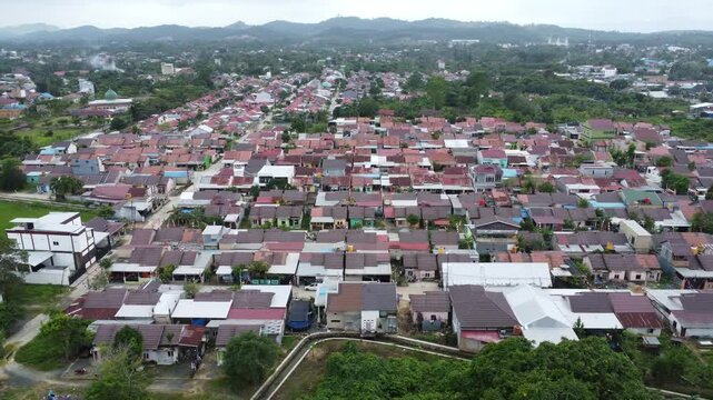 Aerial view of subsidized housing development in South Kalimantan