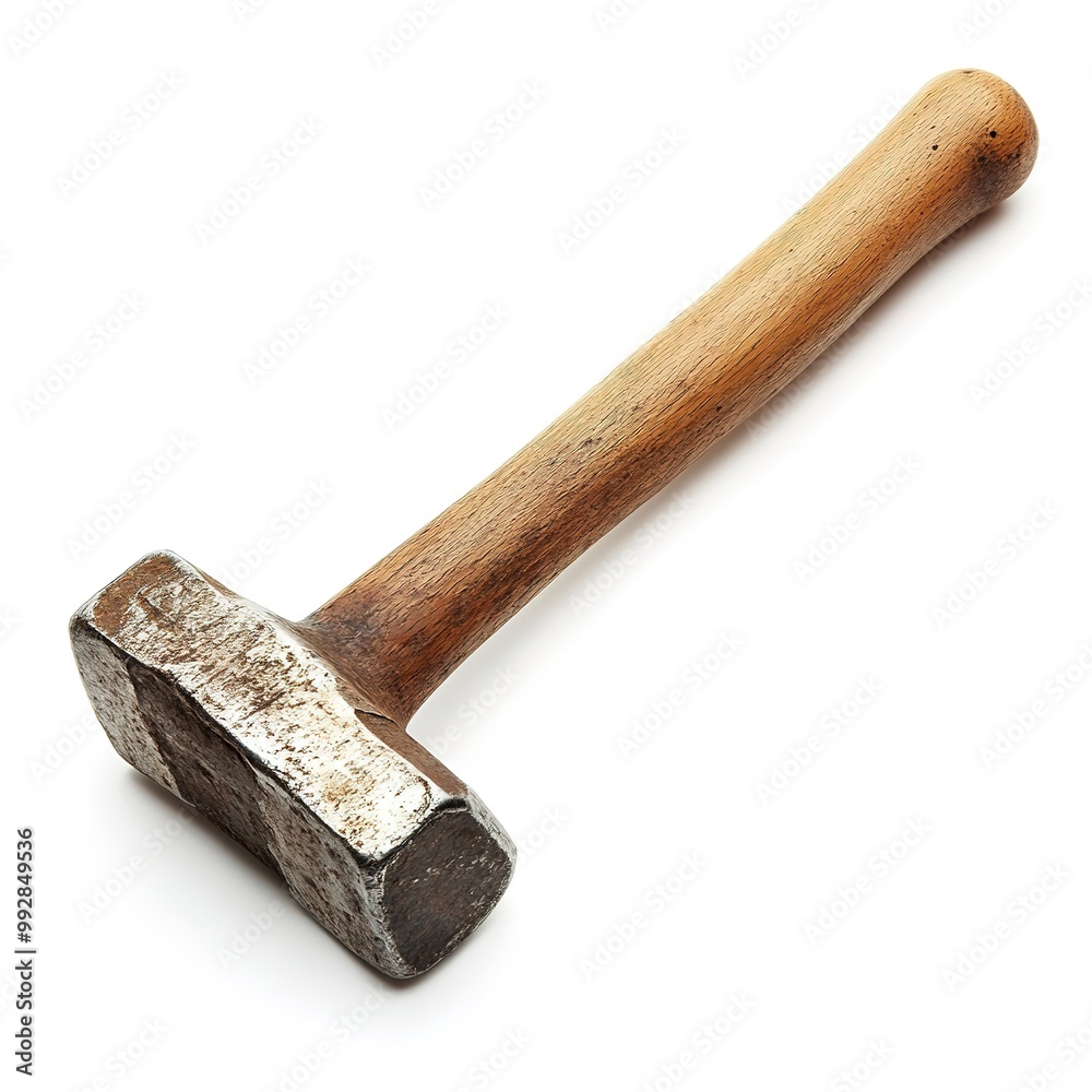 Sticker Basic hand tools: Mallet Hammer isolated on white background  