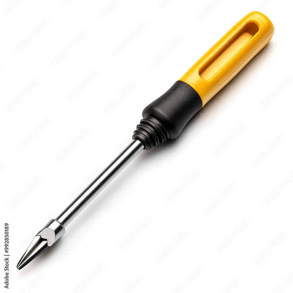 Sticker Basic hand tools, Flathead (Slotted) Screwdriver, isolated on white background 