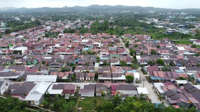 Aerial view of subsidized housing development in South Kalimantan