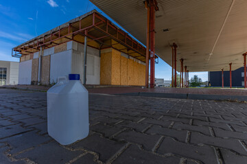 Abandoned, closed petrol station on the A1 expressway in Częstochowa