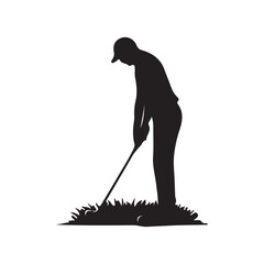 Golf Sport Silhouette - Golfer finished Tee-shot, Golf different silhouettes on white background