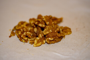 A handful of peeled walnuts