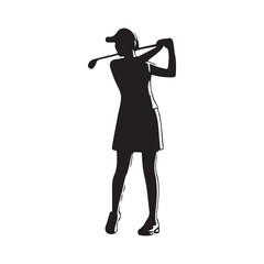 Golf Sport Silhouette - Golfer finished Tee-shot, Golf different silhouettes on white background