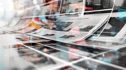 Traditional print media and modern digital marketing solutions for information communication concept illustration background