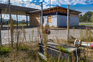 Abandoned, closed petrol station on the A1 expressway in Częstochowa