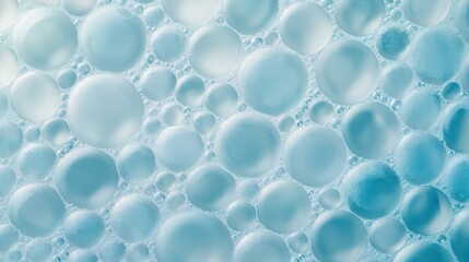  translucent bubbles in different sizes, overlapping in soft blue and white tones