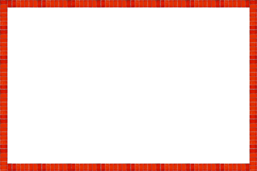 Square frame lined with red ceramic tiles is isolated on transparent background.