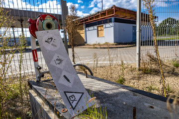 Abandoned, closed petrol station on the A1 expressway in Częstochowa