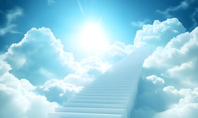 Stairway Leading into the Clouds in a Dreamlike Sky design