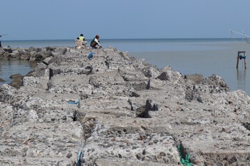 fishing on the beach