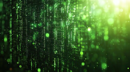 A green technology background with digital line elements, illustrating data innovation in an abstract electronic context.