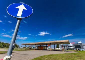 Abandoned, closed petrol station on the A1 expressway in Częstochowa