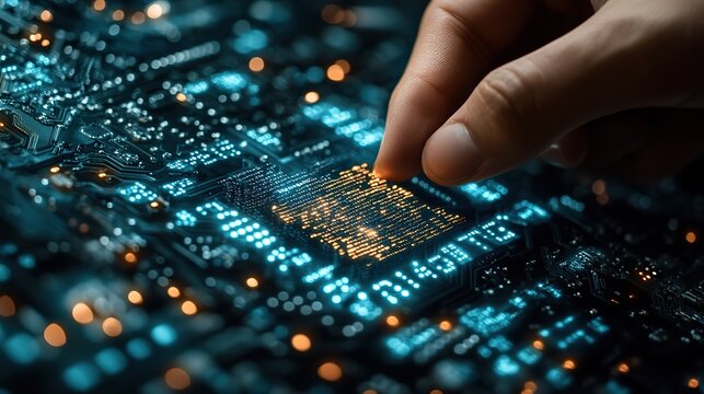 A hand holds a digital upgrade inscription, representing the concept of continuous technology enhancement and improvement.