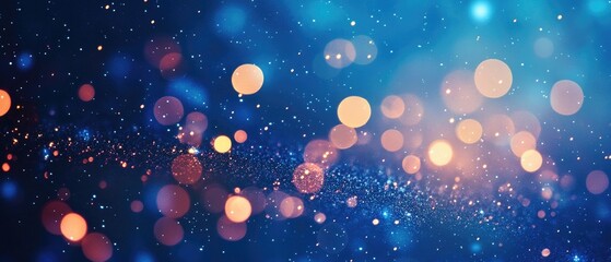 Fototapeta premium Abstract blurred bokeh effect featuring stars against a dark blue backdrop