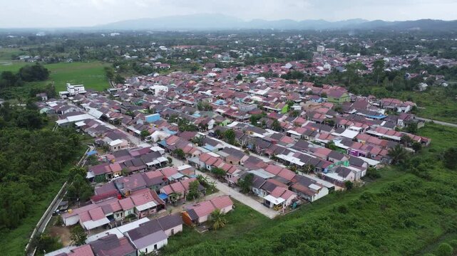 Aerial view of subsidized housing development in South Kalimantan