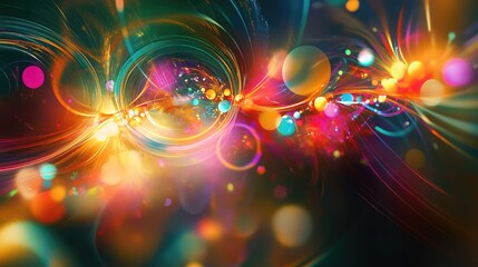 Abstract festive artwork featuring a colorful backdrop blending creative design elements with a surreal holiday theme and textures that evoke a sense of motion and energy in a dreamlike space