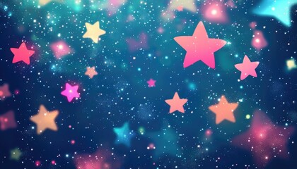 Light blue 2D cartoon backdrop featuring cosmic stars An abstract glitter illustration with vibrant cosmic elements Ideal design for promotional materials