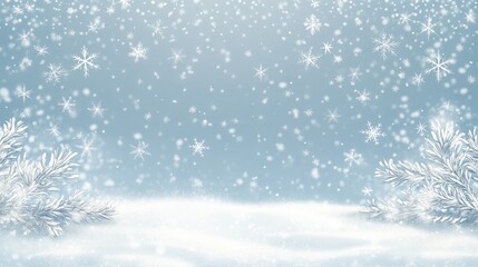 Enchanting winter scene with delicate snowflakes and stars on a light blue backdrop creating a magical holiday atmosphere Vertical 2D cartoon illustration