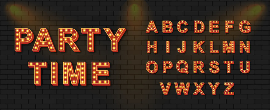 light bulb neon font