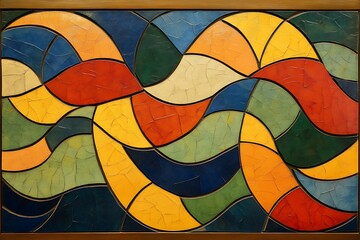 Fototapeta premium Vibrant abstract art featuring dynamic geometric patterns and bold colors, creating a visually stimulating composition. Generative AI