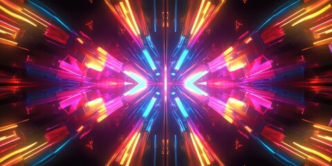 Obraz premium Abstract kaleidoscopic visuals featuring vibrant stage lights ideal for TV shows concerts musical performances VJ projections and lively nightlife events in clubs and discos