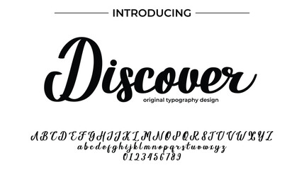 Discover Font Stylish brush painted an uppercase vector letters, alphabet, typeface