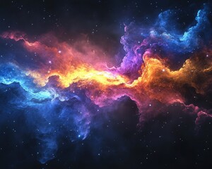 Vibrant fractal nebula dust set against a dark backdrop