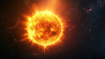 Obraz premium Futuristic art illustration of a sun in a dark space environment created in EPS10 format