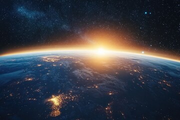 Obraz premium Stunning cosmic scene featuring stars and a view of Earth in the background