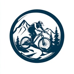 Mountain cyclist, logo for advertising