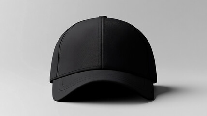 Black baseball cap mockup on grey background