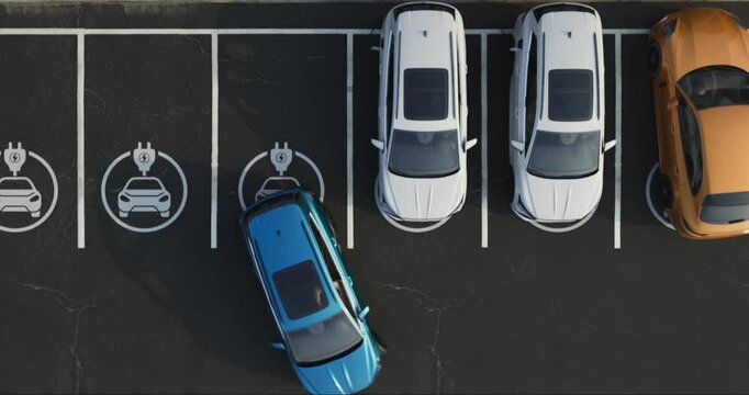 Generic electric car charging at station dock point