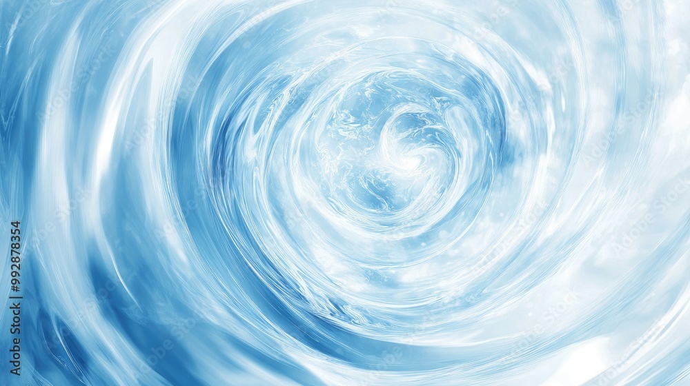 Wall mural abstract circular light blue gradient background featuring water swirls and a swirling radial blurre