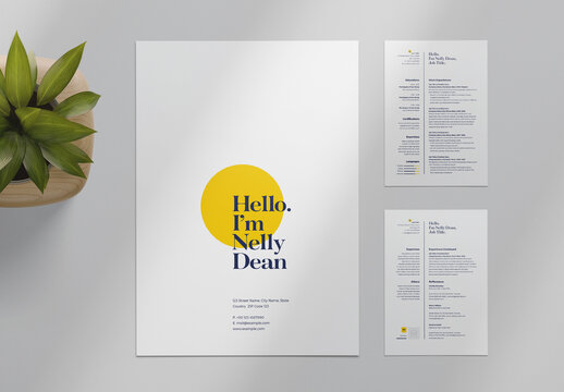 Blue and Yellow Resume Layout Template