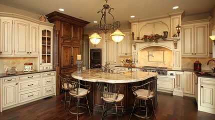 A modern, minimalist kitchen with sleek white countertops and stainless steel appliances