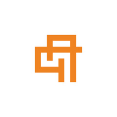 letter qa simple linked geometric line logo vector