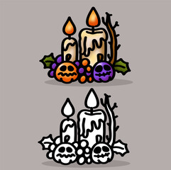 Halloween candle cartoon drawing vector