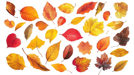 Obraz premium Colorful autumn leaves on white background
