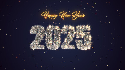 Fototapeta premium Happy New Year 2025 made with diamonds - Digital Illustration