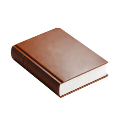 Closed brown book on white isolated background, Transparent Background
