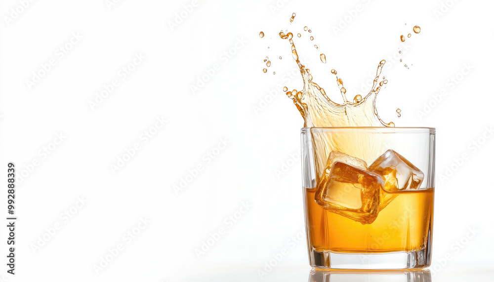 Canvas Prints whiskey with ice  splash in glass