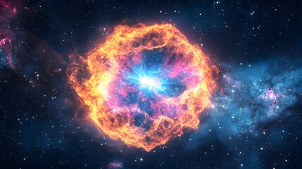 A Bright, Blazing Nebula in a Starry Night Sky