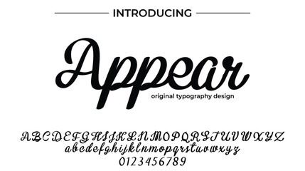 Appear Font Stylish brush painted an uppercase vector letters, alphabet, typeface