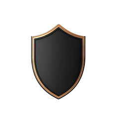 Stylized black shield with a golden border, isolated background, Transparent Background