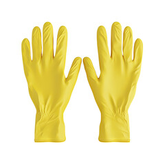 Yellow rubber gloves, eco-friendly materials, white isolate background, Transparent Background